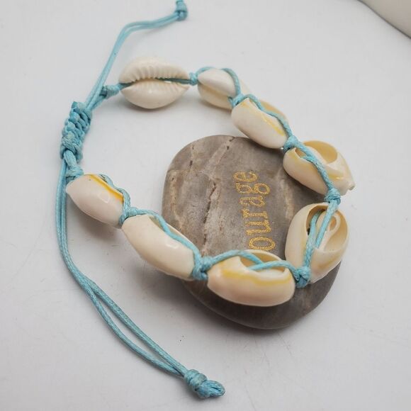 Cowrie shell authentic twine bracelet beach babe boho vibe bohemian jewelry - Picture 1 of 2
